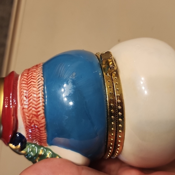 SALE⚡️PORCELAIN Snowman HIDDEN MUSIC BOX ORNAMENT about 4.25" - Picture 5 of 9